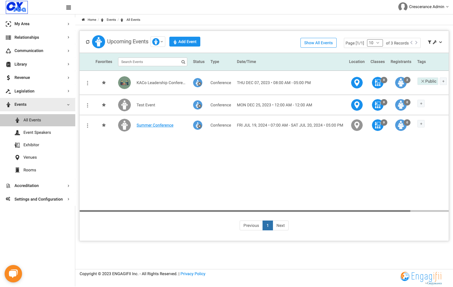 Click on the event you wish to configure the pricing