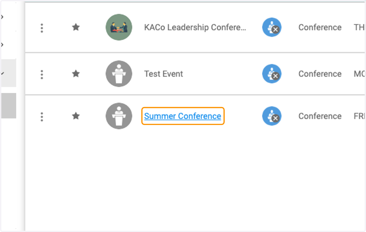 Click on the event you wish to configure the pricing