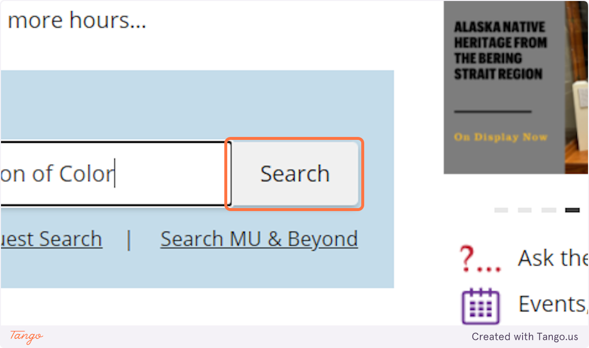 Type your search terms into the box on the library homepage. Click Search.