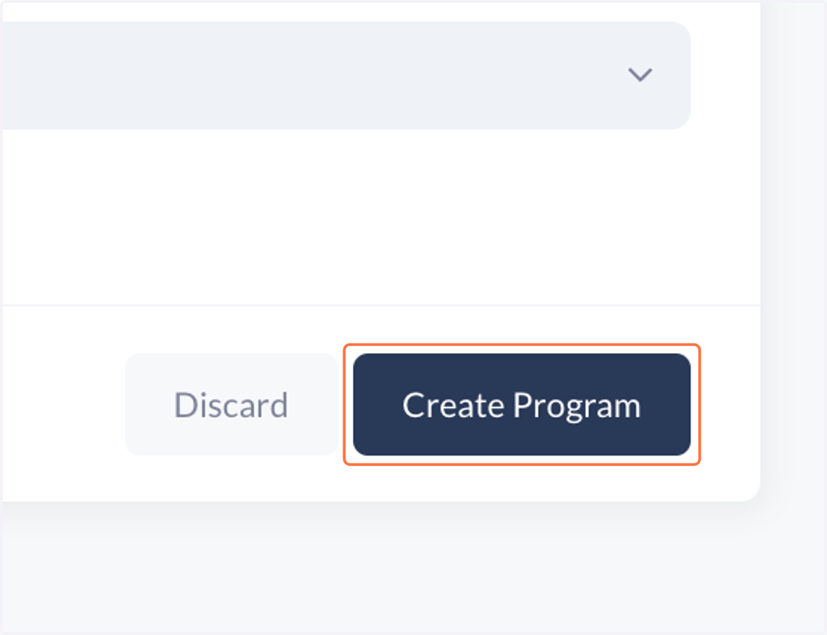 Finish by clicking on Create Program