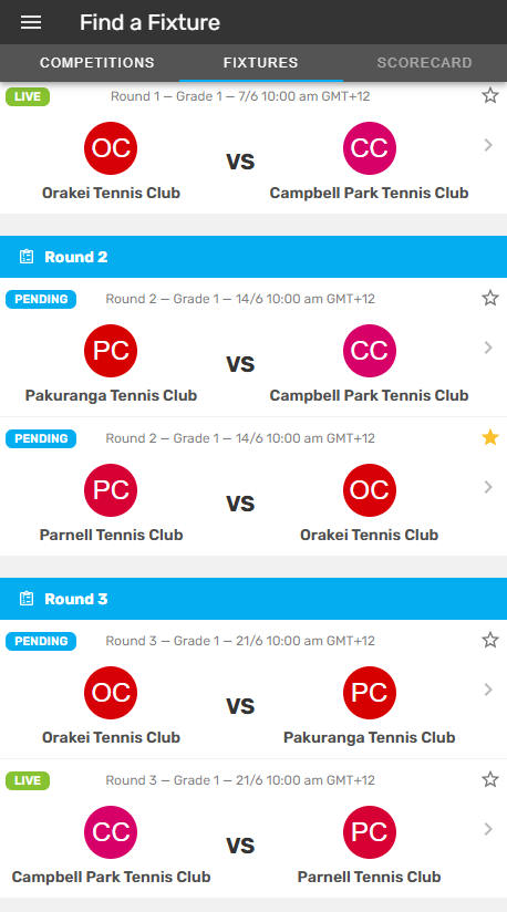 Tap on the fixture you are selecting the team for
