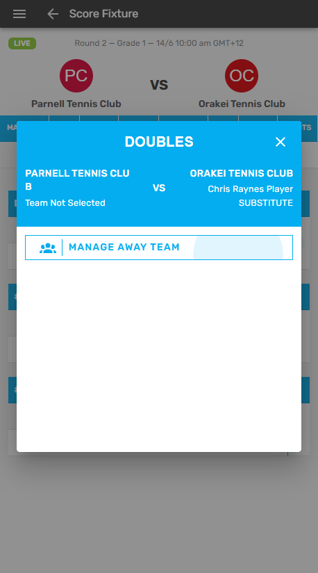 You will be given the option to "Manage Away Team"