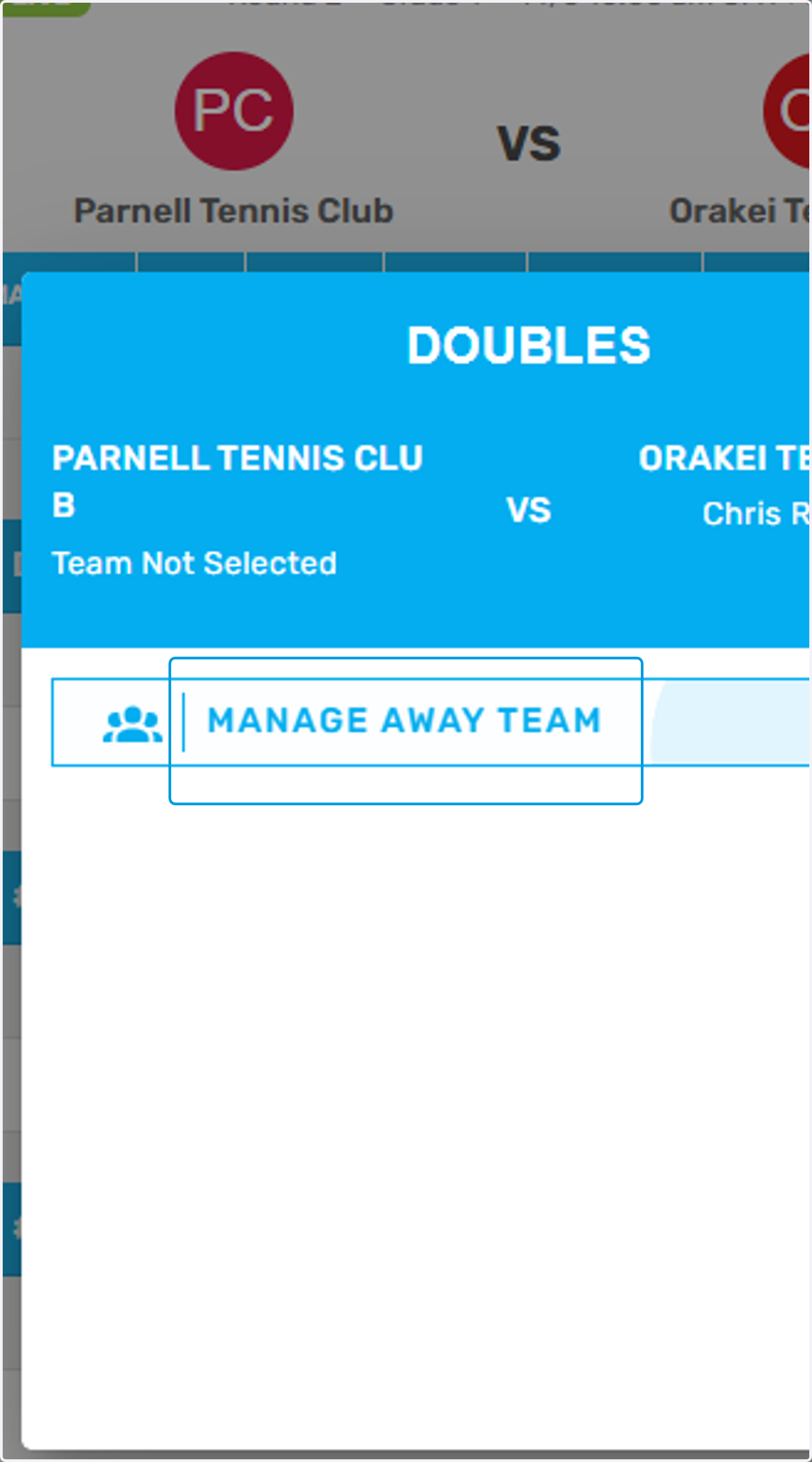 You will be given the option to "Manage Away Team"