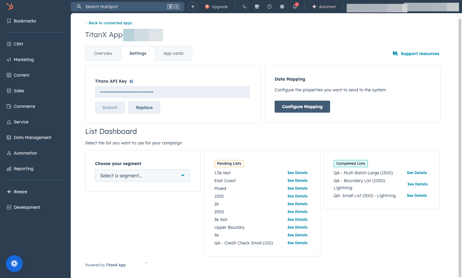 The List Dashboard is where you can access the Submit a Segment (list) feature