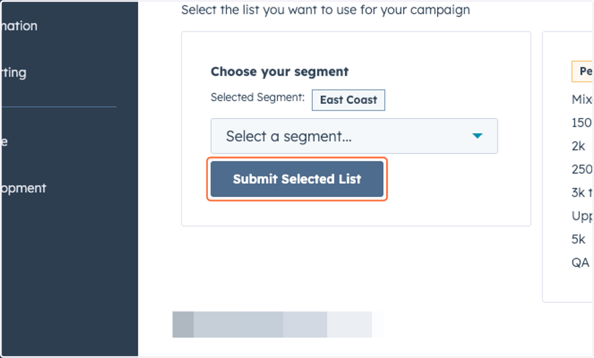Click on Submit Selected List