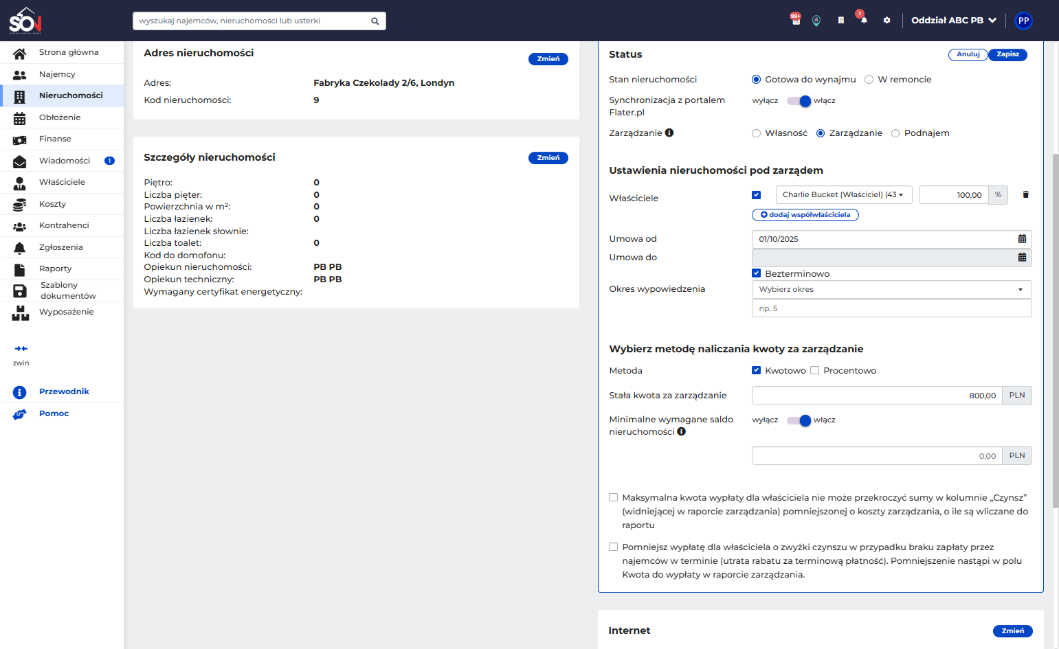 Możesz ustawić minimalne wymagane saldo na nieruchomości. System będzie pilnował, aby na nieruchomości zawsze zostawała wskazana nadwyżka (bufor)