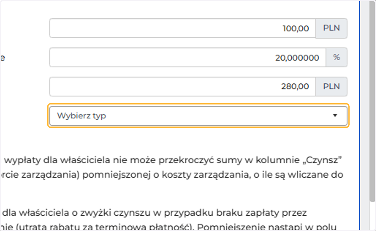 Wybierz z listy, od czego ma być liczony procent (Twoje wynagrodzenie)