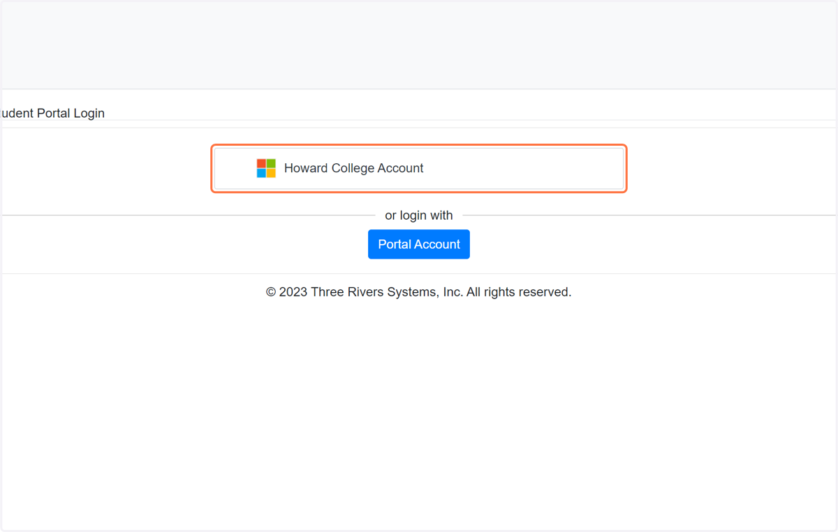 Click on Howard College Account