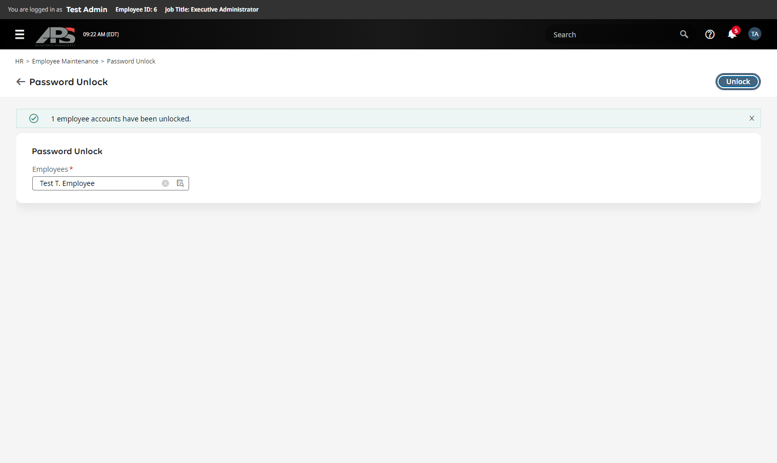 There will be a banner that appears when the account is successfully unlocked