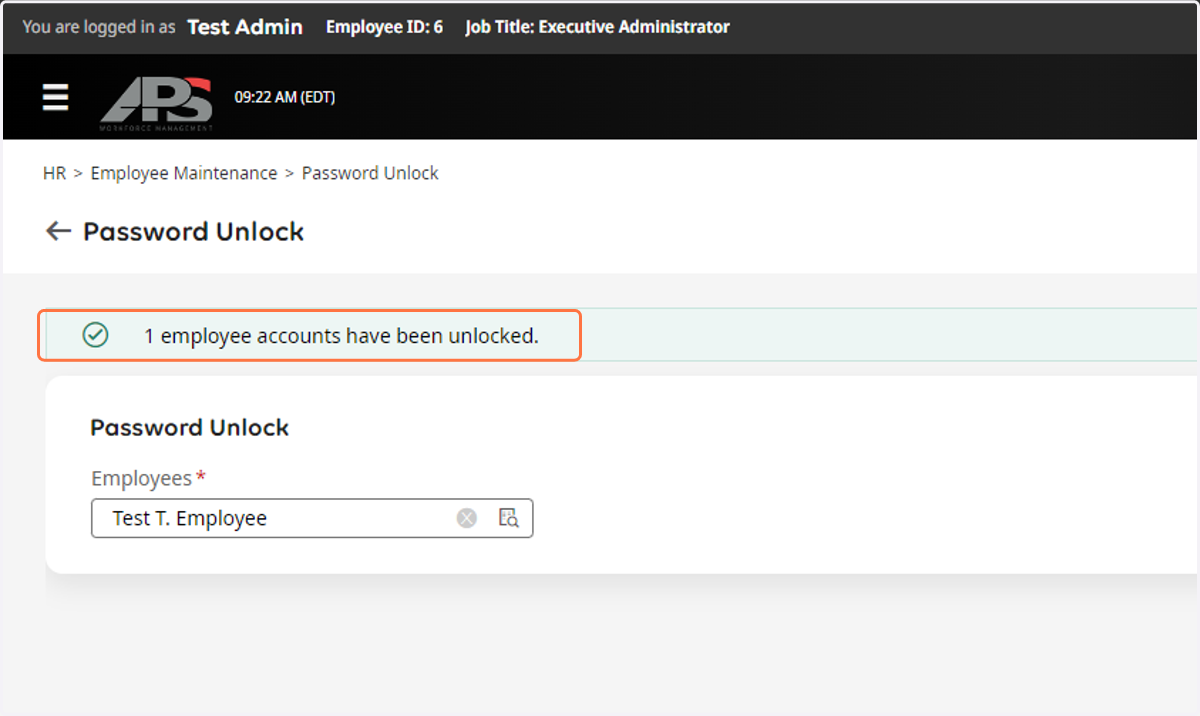 There will be a banner that appears when the account is successfully unlocked