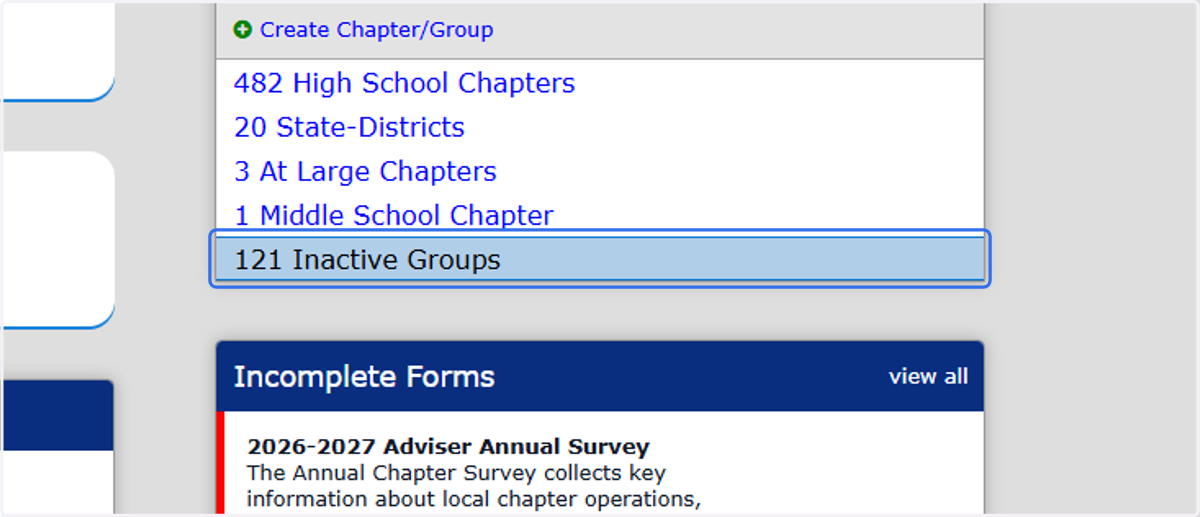Click on Inactive Groups