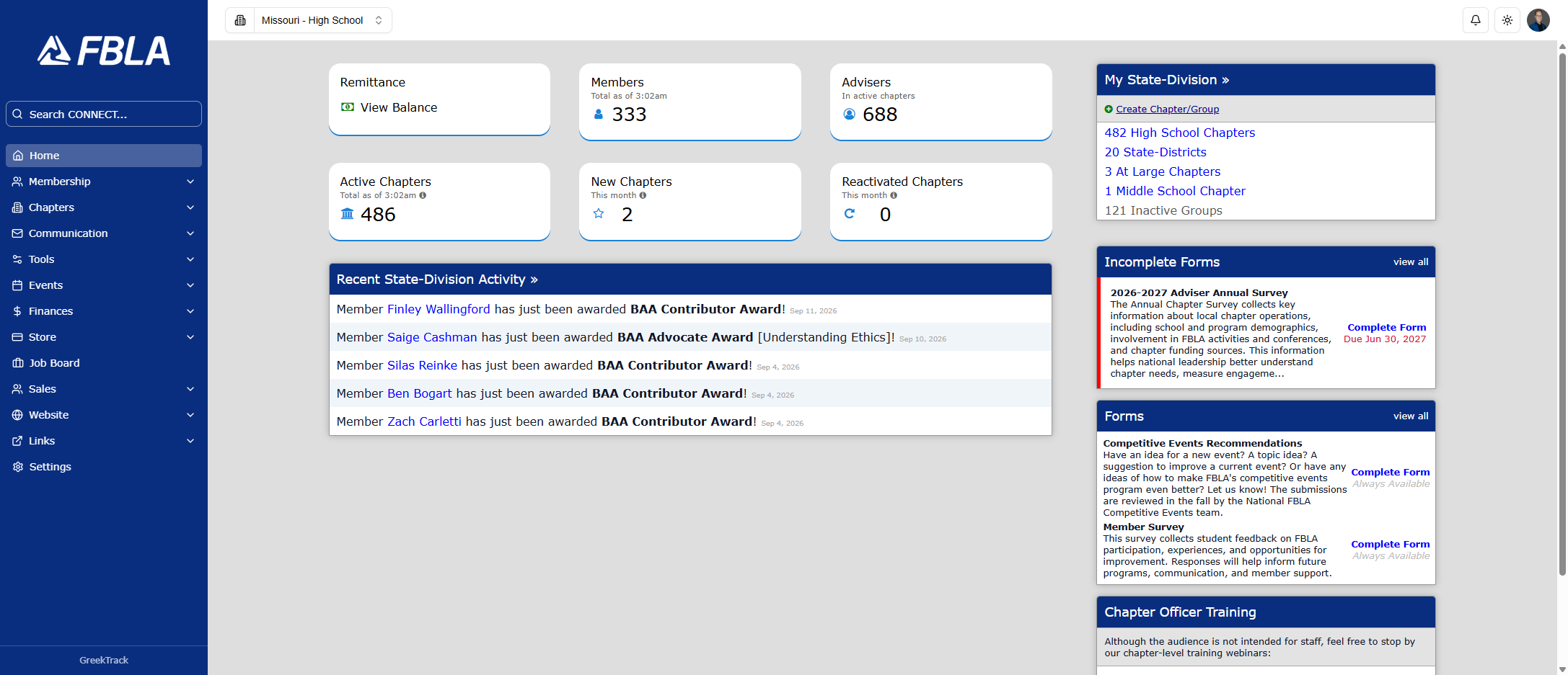 Click on Create Chapter/Group if the chapter need to be fully created.