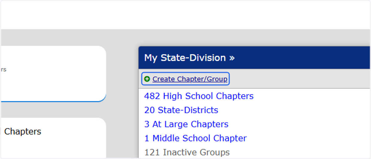 Click on Create Chapter/Group if the chapter need to be fully created.