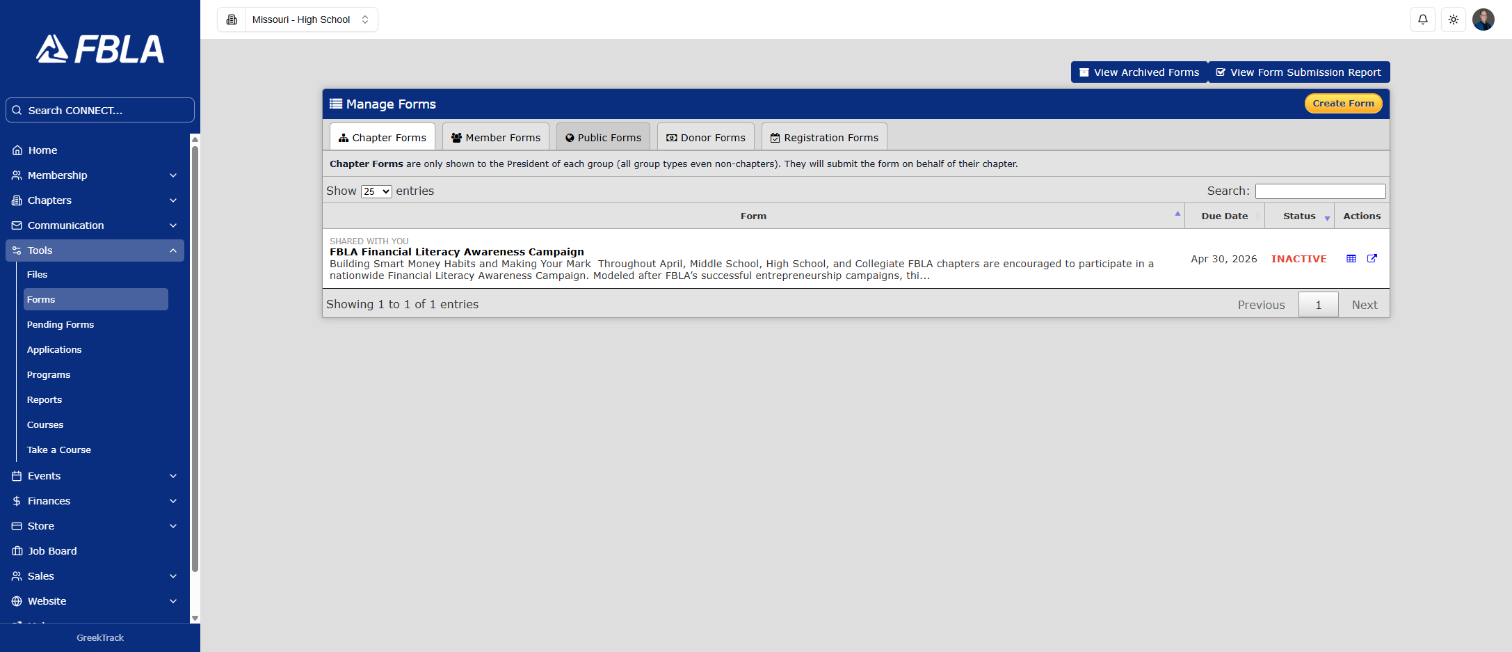 Click on Public Forms