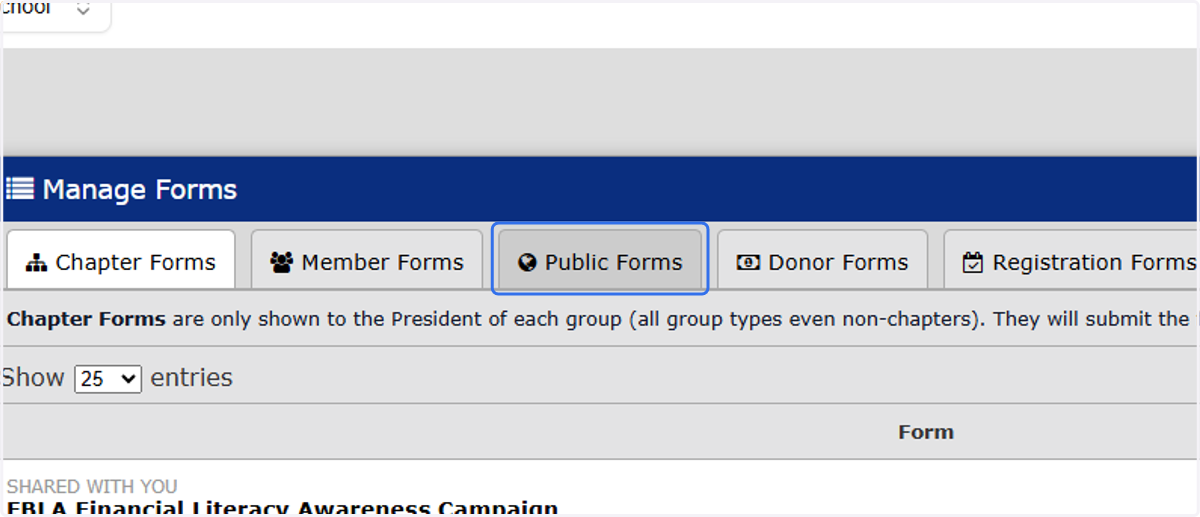 Click on Public Forms