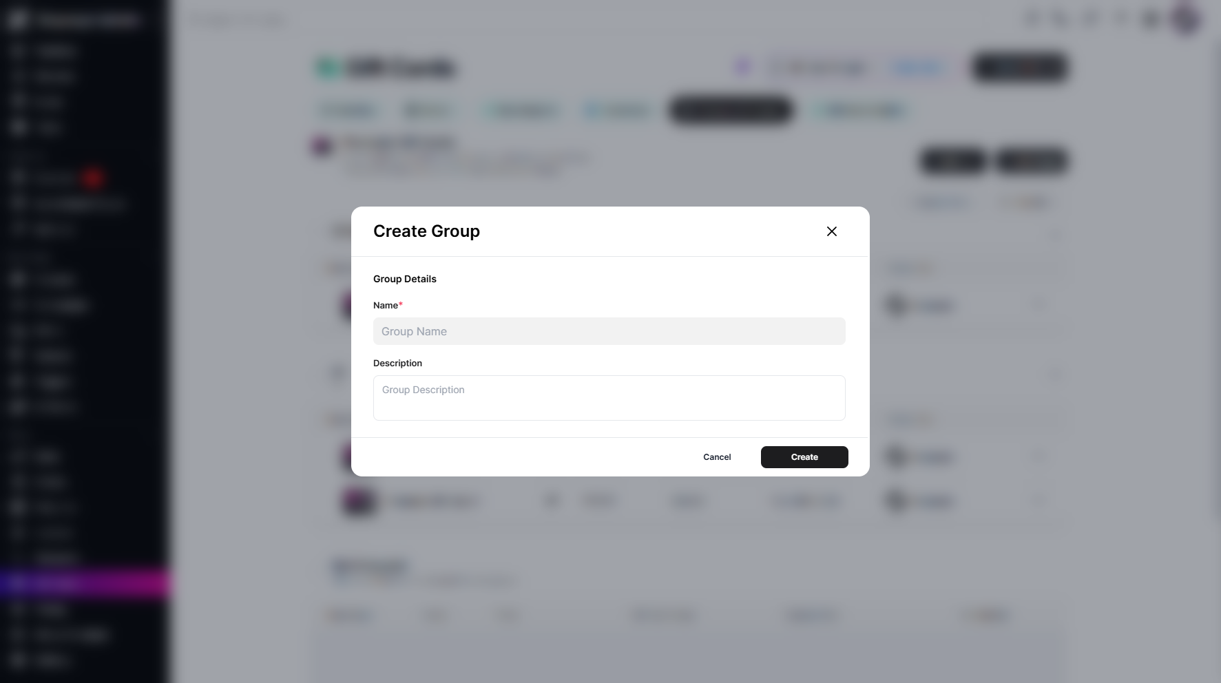 Step 6: A pop-up window will appear, prompting you to enter the group name and description.