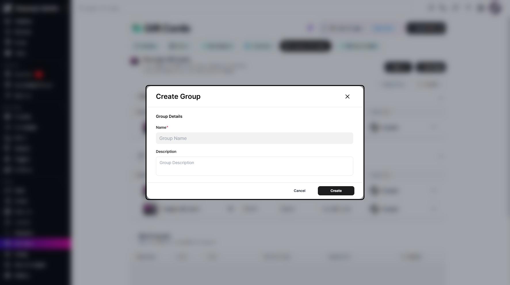 Step 6: A pop-up window will appear, prompting you to enter the group name and description.