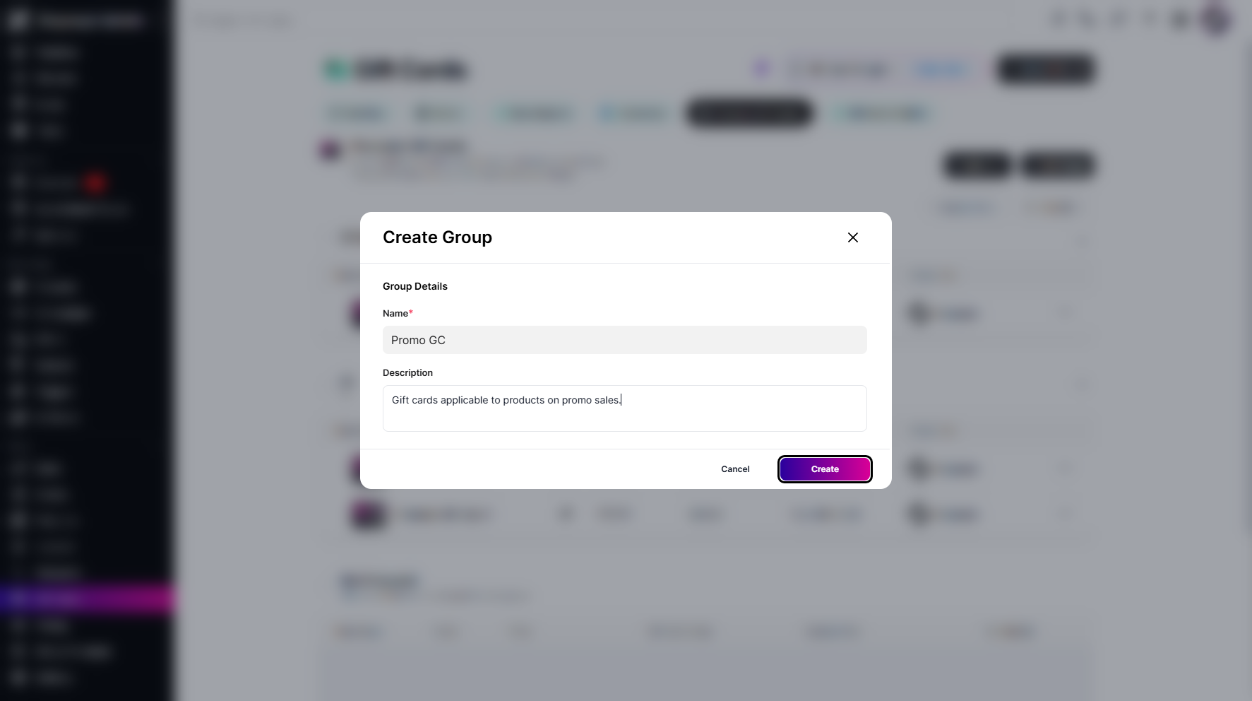 Step 7: Once filled, click the Create button to save and apply the changes.