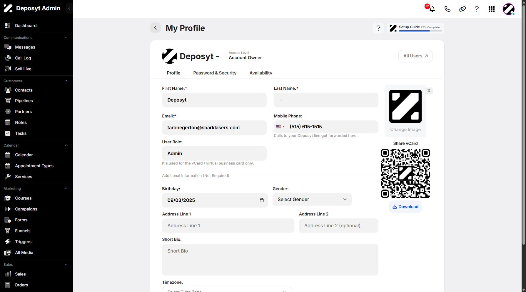 Step 6: You will be taken to the My Profile, My Profile refers to the personal account section where a user can view and manage their own information and preferences.