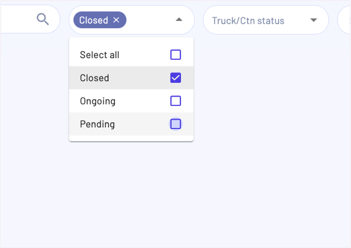 You can edit the status filtering to show only the closed elements or the opposite