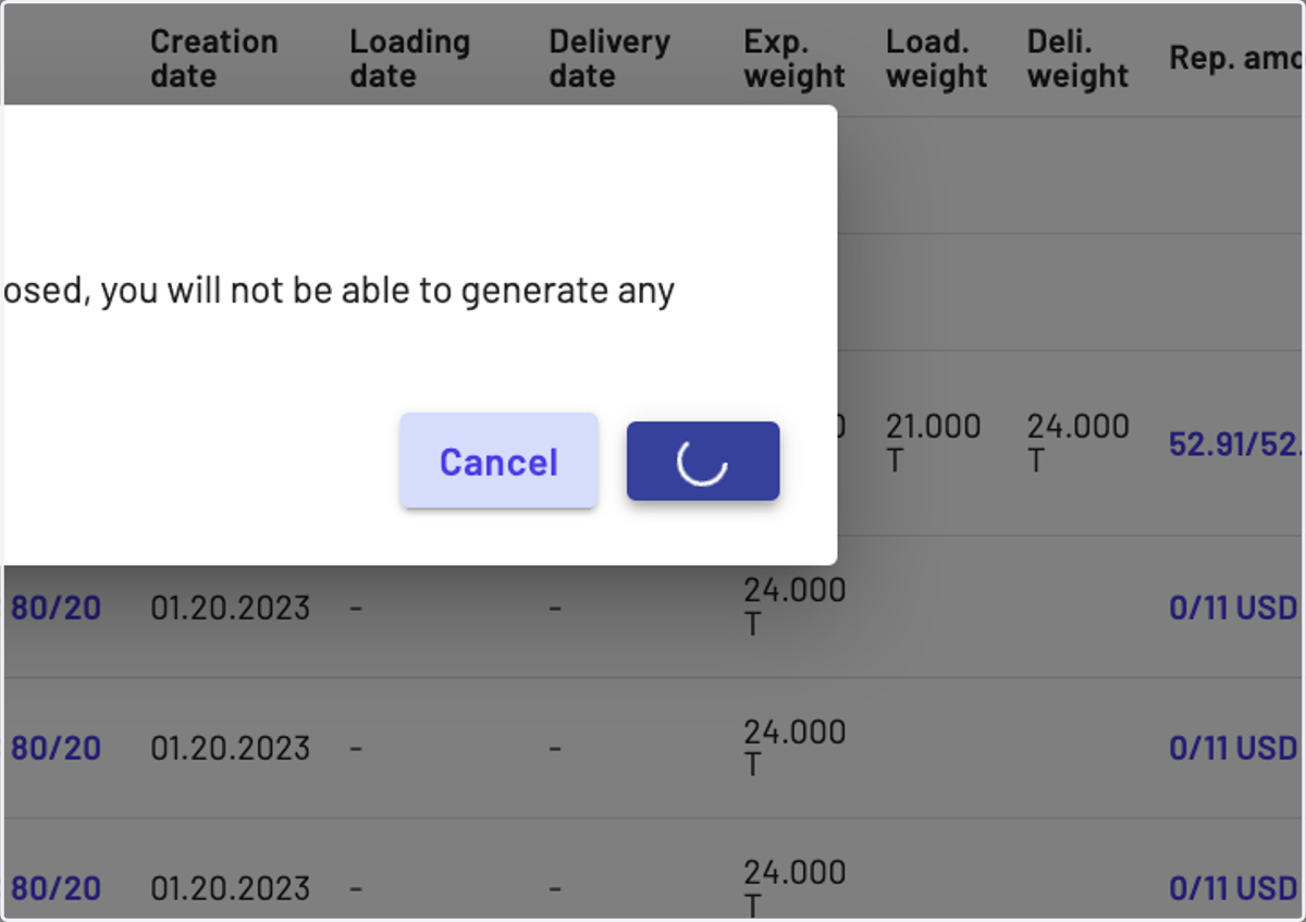 Confirming the closing action by clicking on "Yes, close"