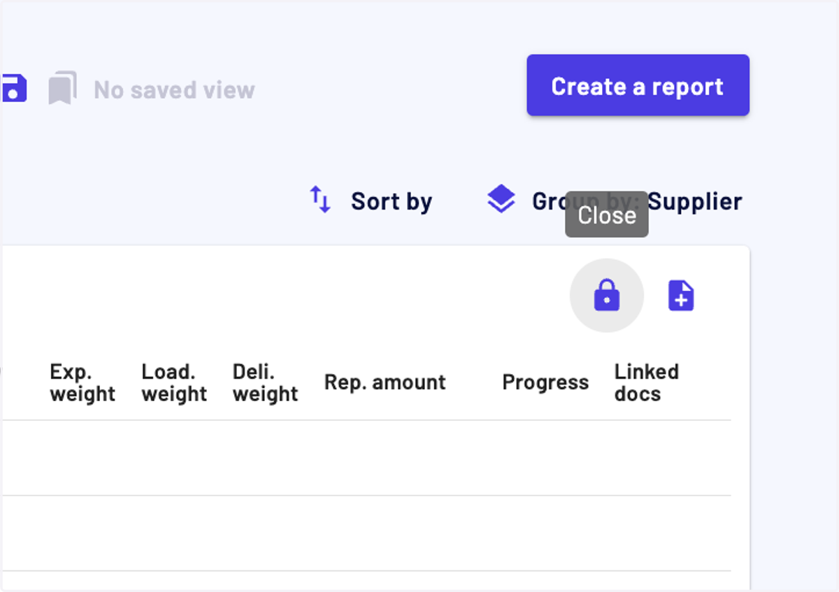 Once the reporting on some trucks or containers is done, you can select them and click on "Close"