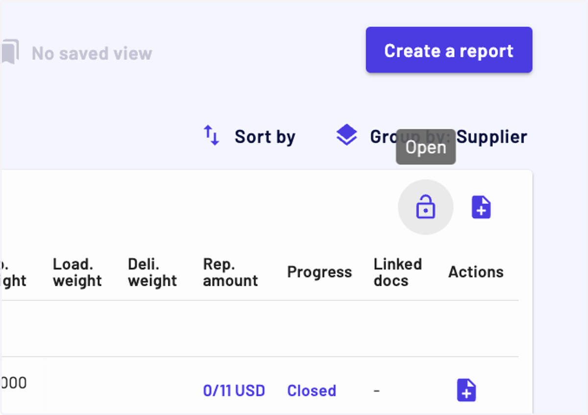 You can make to opposite action by clicking on "Open" to re-open trucks or containers