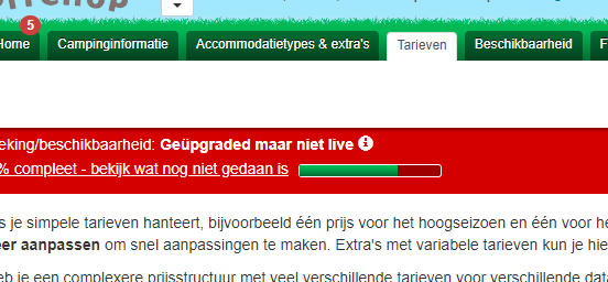 Log in op het beheerdersportaal en ga naar het tabblad Tarieven
