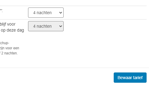 Klik op 'Bewaar tarief'