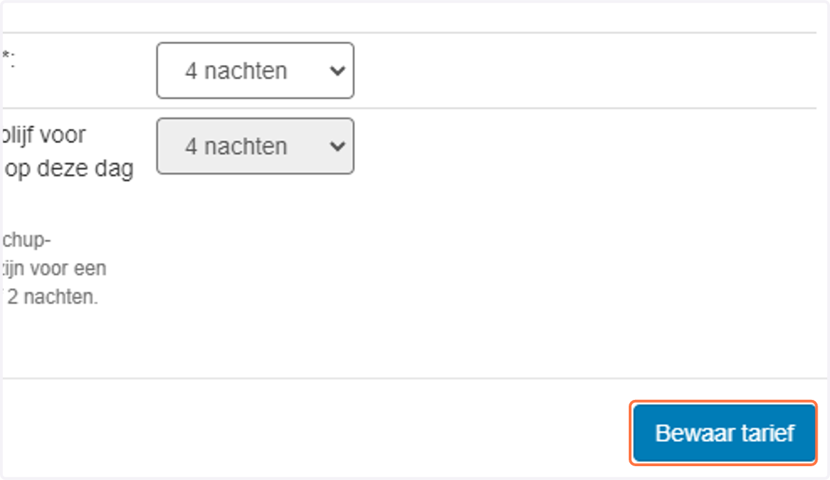 Klik op 'Bewaar tarief'