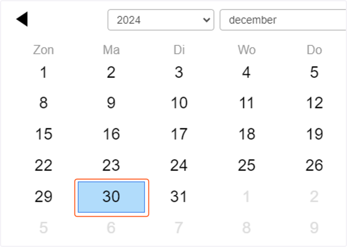 Gebruik de pop-upkalender om datums te selecteren