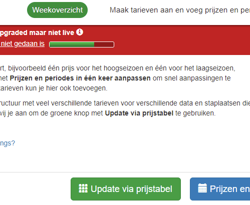 Klik op 'Update via prijstabel'