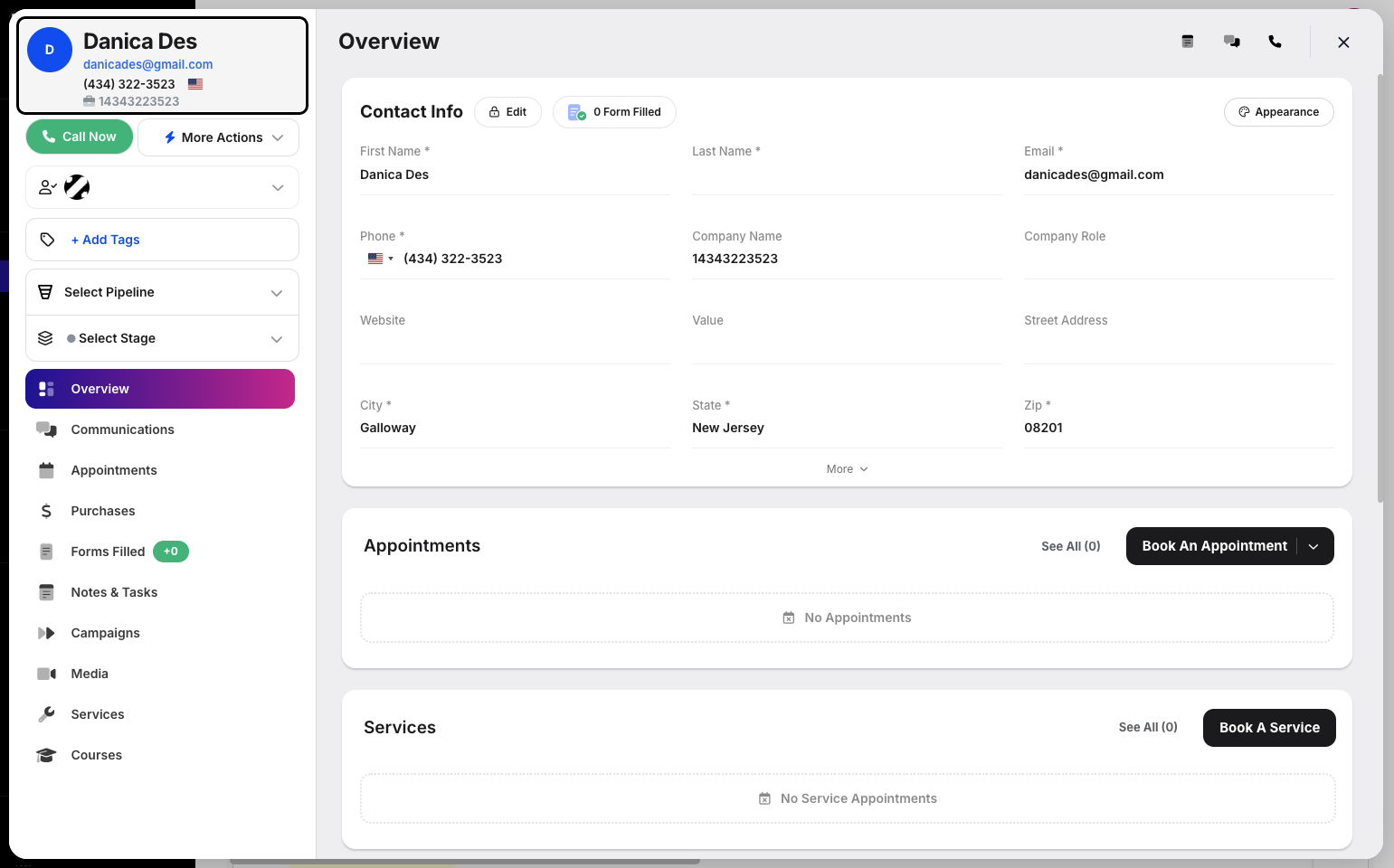 Step 3: The Customer Modal will appear.