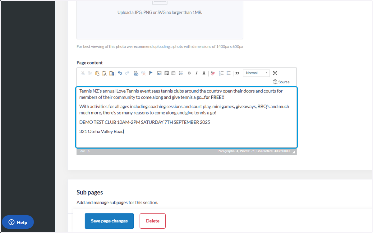 Type some text copy about the event