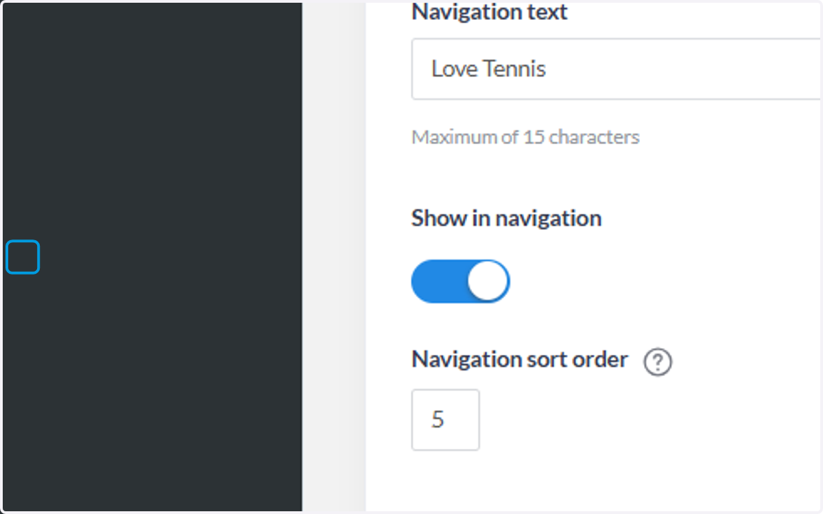 Check Show In Navigation
