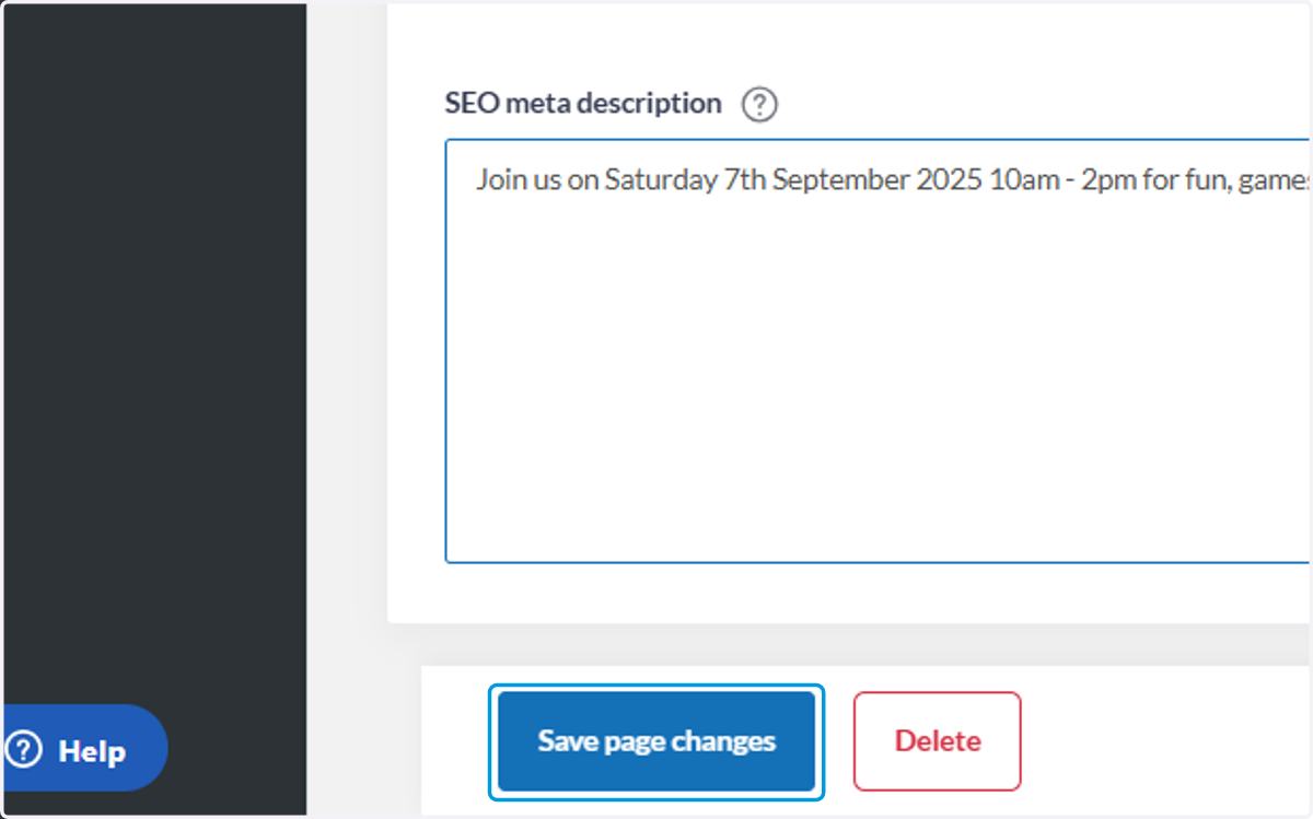 Click on Save page changes