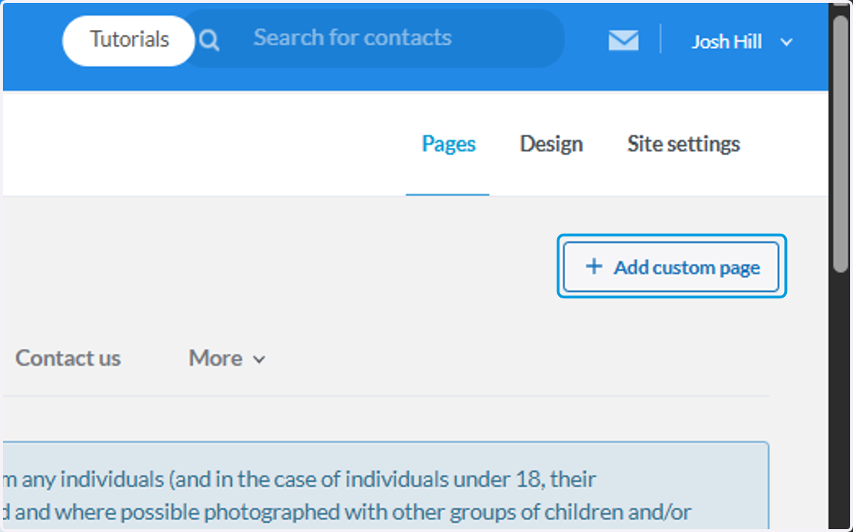 Click on Add custom page