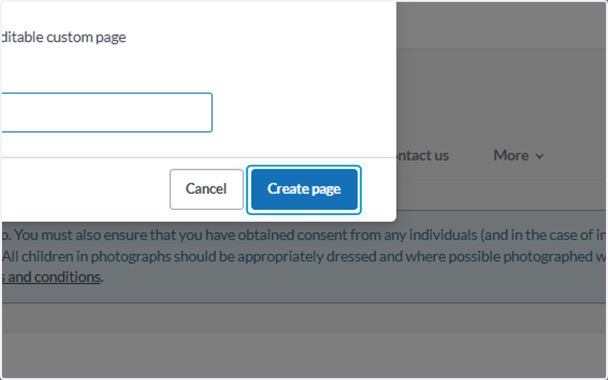 Click on Create page