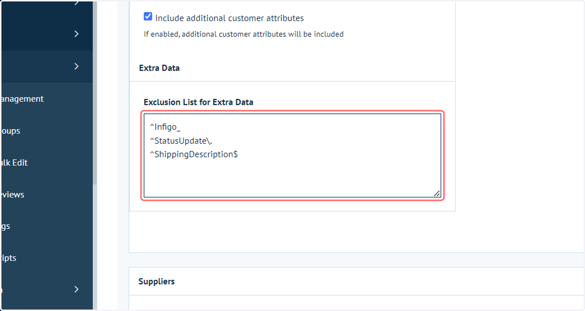Exclusion List for Extra Data