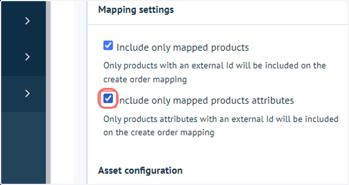 Include only mapped products attributes