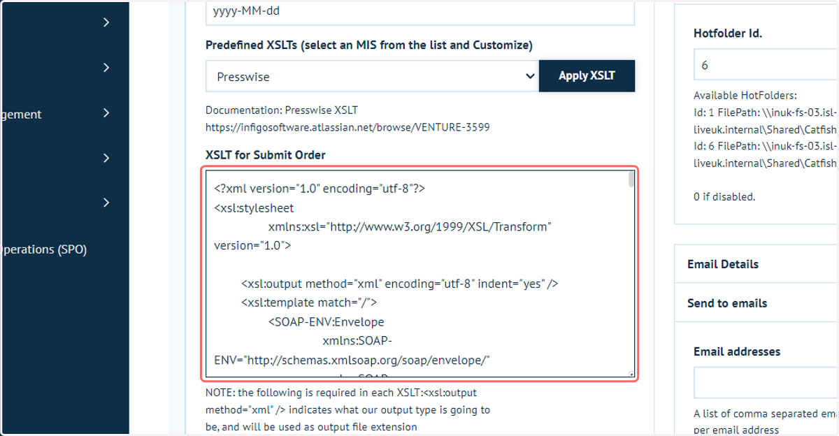 XLST for Submit Order