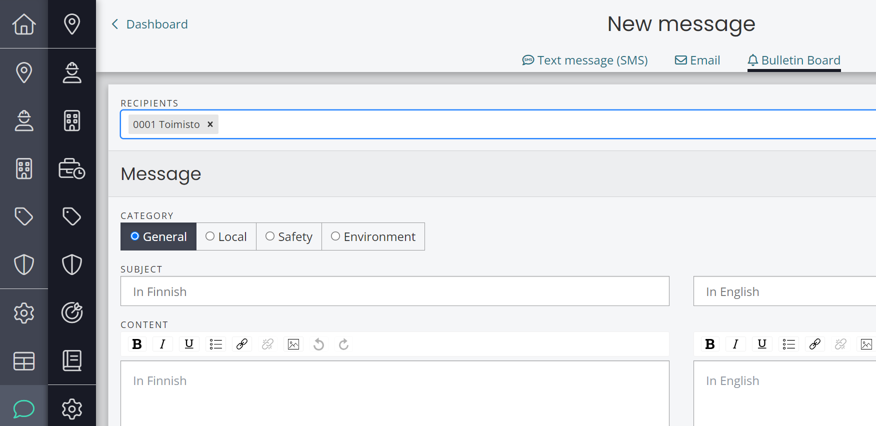 Select which work site(s) you want to target the message to. You can choose multiple work sites!