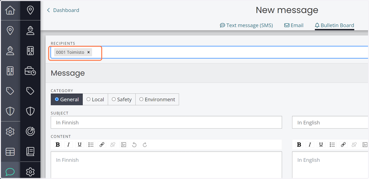Select which work site(s) you want to target the message to. You can choose multiple work sites!