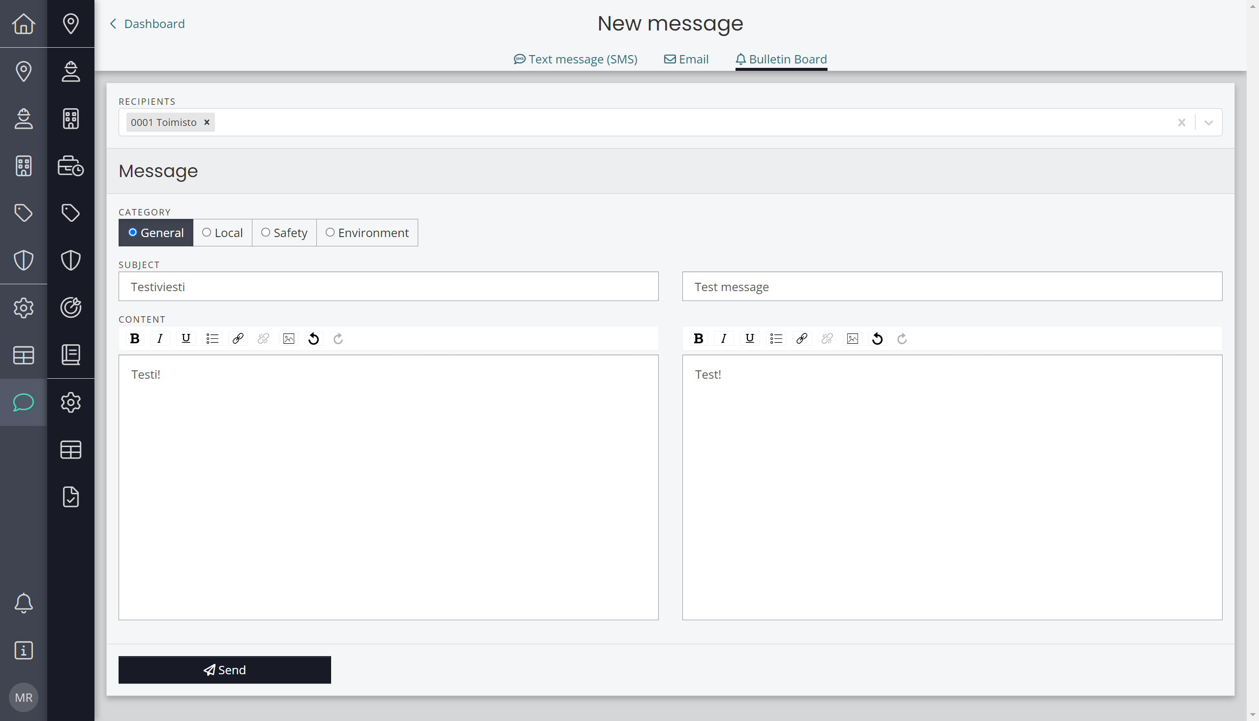 When ready, select "Send".