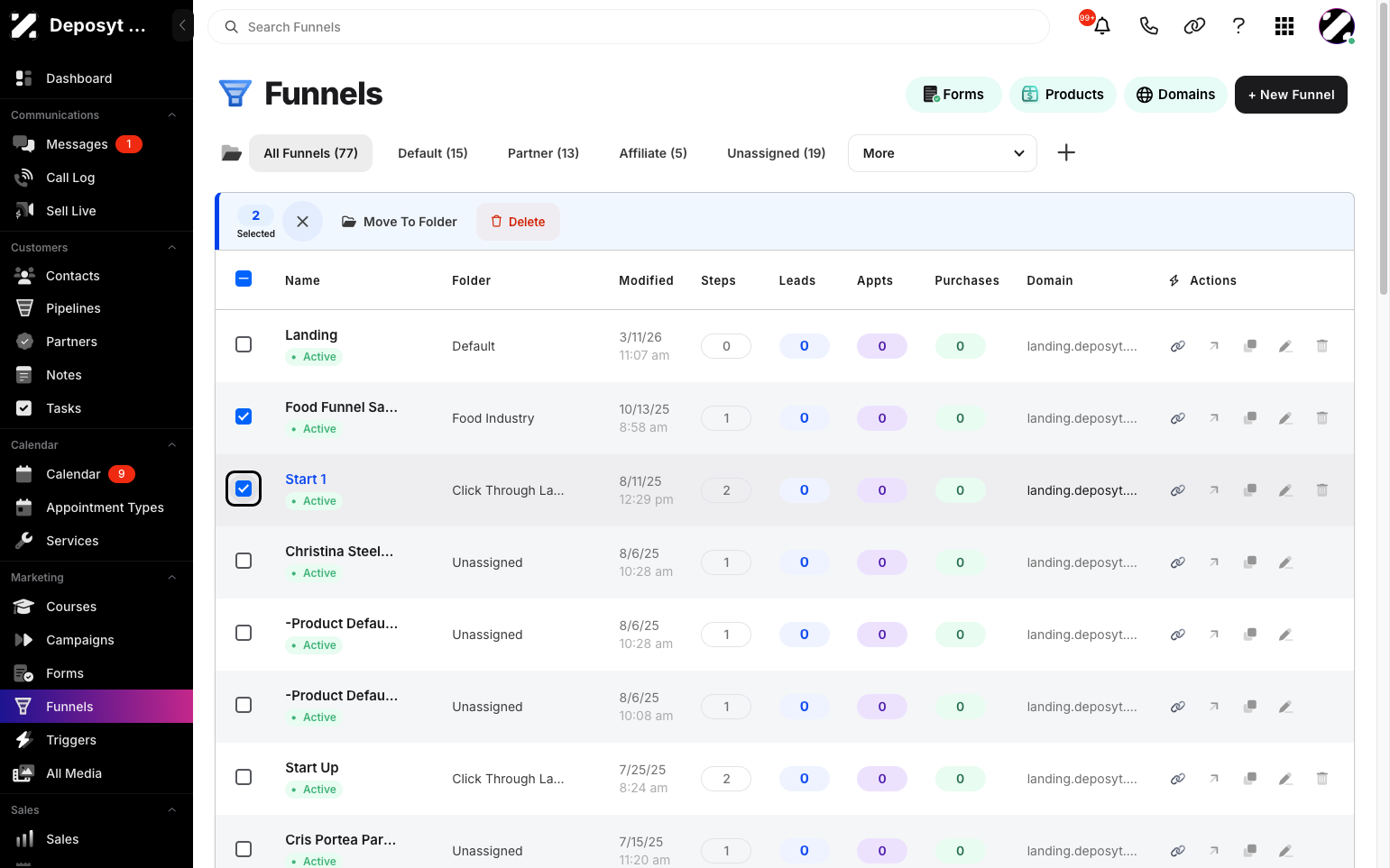 Step 3: Select multiple forms or choose Select All.