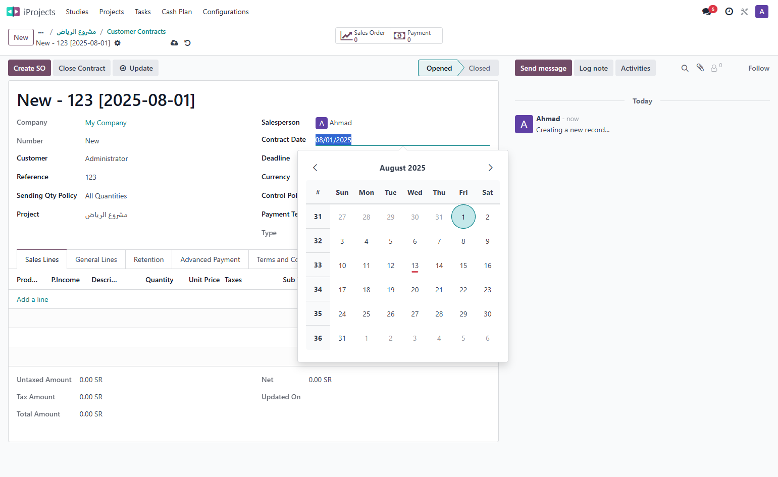 select the Contract Date