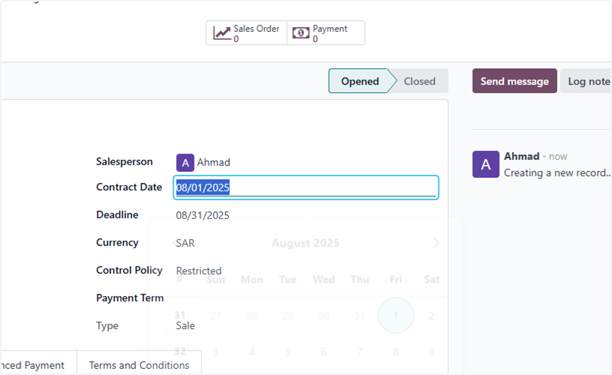 Click on Contract Date