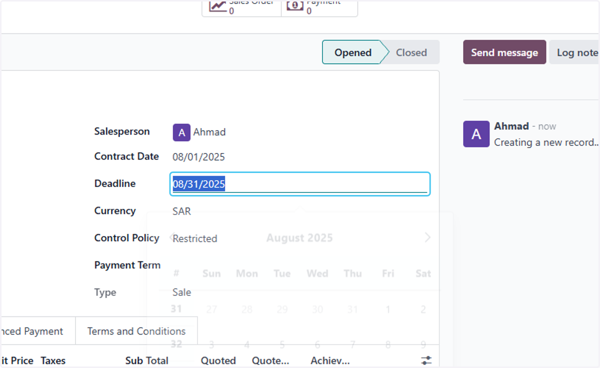 select the Deadline Date