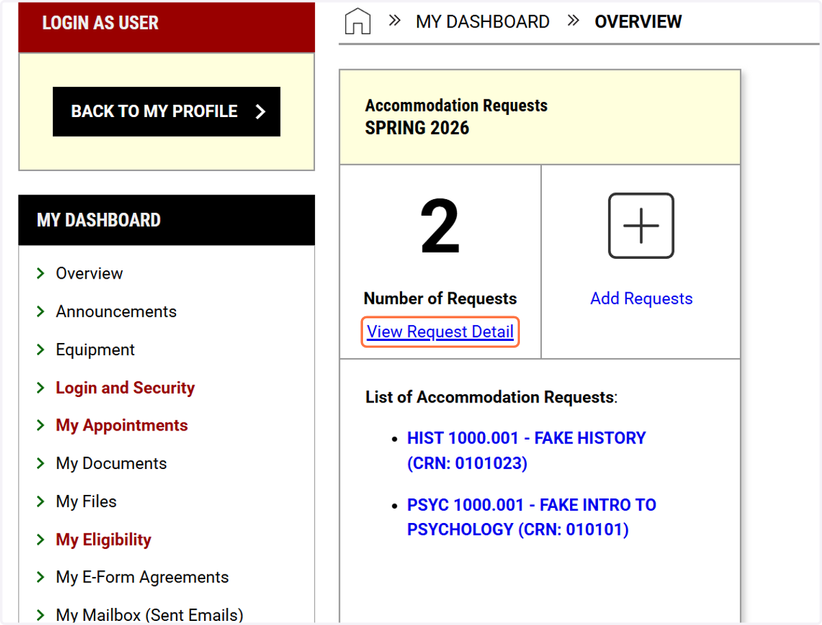 This will show you that you have requests, the list of accommodation requests by class