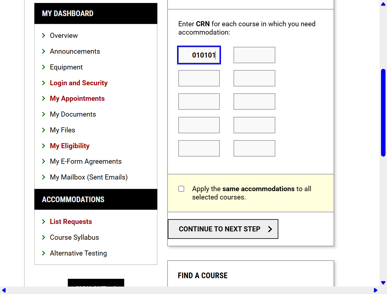 Click on CONTINUE TO NEXT STEP